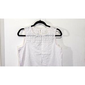 Eyelet Lace White Tank Top - St John's Bay sz. M